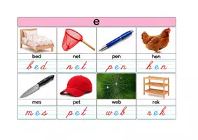 Voorbeeld - Montessorikaarten woorden a, e, i, o u - Voorblad