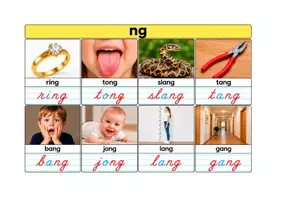 Voorbeeld - woordkaarten sch, ch, ng, nk, aai, ooi, oei - Pagina 1
