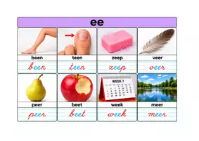 Voorbeeld - Montessorikaarten woorden aa oo ee uu - Pagina 1