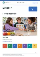 Vorschau - Stundenentwürfe - MORE! 1 Unit 7 (LP 2023) • ENGLIVA SPEAK: I love noodles – Partner A/B Exchange (Food) - Deckblatt