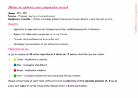 Aperçu - Jeux - Comprendre un mot grâce au contexte - Jeu de lecture - Page 1
