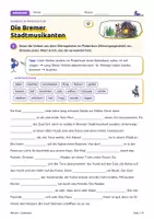 Vorschau - Arbeitsblätter - Präteritum Lückentext Märchen | Die Bremer Stadtmusikanten | 3-fach differenziert | LRS | Klasse 5–6 - Seite 1