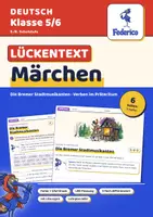 Vorschau - Arbeitsblätter - Präteritum Lückentext Märchen | Die Bremer Stadtmusikanten | 3-fach differenziert | LRS | Klasse 5–6 - Deckblatt