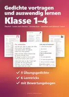 Vorschau - Arbeitsblätter - Gedichte auswendig lernen und vortragen Klasse 1–4 – 9 Übungsgedichte, Tricks und Bewertungsbogen - Deckblatt