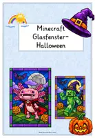 Vorschau - Arbeitsblätter - Minecraft-Halloween-Glasfenster - Deckblatt