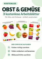 Vorschau - Arbeitsblätter - Obst und Gemüse – Kostenlose Arbeitsblätter für Kita - Deckblatt