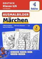 Vorschau - Arbeitsblätter - Märchen Ausmalbilder | 6 Szenen mit Schreibauftrag im Präteritum | LRS | S/W | Klasse 5–6 - Deckblatt
