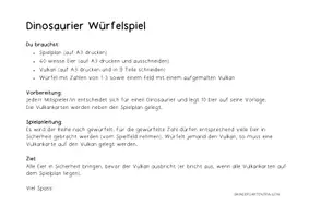 Vorschau - Spiele - Dinosaurier Würfelspiel (Kindergarten, 1. Klasse) - Seite 1