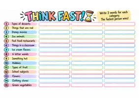 Vorschau - Spiele - 🎉 FREEBIE – THINK FAST! ⚡ Das schnelle Wortschatzspiel - Seite 1