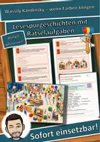 Vorschau - Arbeitsblätter - Wassily Kandinsky – wenn Farben klingen – Lesespurgeschichte mit Rätselaufgaben (Klasse 5) - Deckblatt