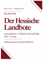 Vorschau - Arbeitsblätter - Klausur Sachtextanalyse Q1: Büchner/Weidig „Der Hessische Landbote“ – politische Flugschrift des Vormärz - Deckblatt