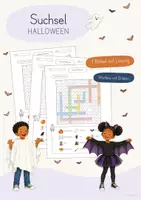Vorschau - Arbeitsblätter - Suchsel Halloween | 3 Rätsel | Wortschatz | Zusatz - Deckblatt