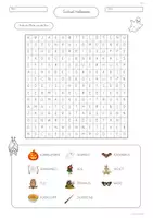 Vorschau - Arbeitsblätter - Suchsel Halloween | 3 Rätsel | Wortschatz | Zusatz - Seite 1