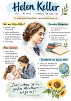 Vorschau - Arbeitsblätter - Lernposter + AB mit Fragen zum Thema "Helen Keller" + Lösungsblatt + Infografik - Deckblatt