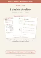 Vorschau - Stundenentwürfe - Buchstabe E schreiben | E und e mit Strichfolge und Lineatur | Stunde 2 von 6 mit Verlaufsplan | Klasse 1-2 | fertige Deutschstunde - Deckblatt