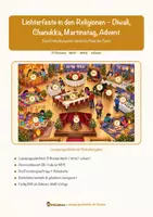 Vorschau - Mal- und Bastelvorlagen - Lichterfeste in den Religionen – Diwali, Chanukka, Martinstag, Advent – Lesespurgeschichte mit Rätselaufgaben (Klasse 6) - Seite 1