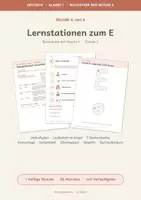 Vorschau - Stundenentwürfe - Buchstabe der Woche E | Anlaut, Schreiben, Silben, Lesen und Stationen | 6 fertige Deutschstunden auf 63 Seiten | Klasse 1-2 | Wochenpaket - Seite 1