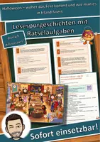 Vorschau - Stationenlernen - Halloween – woher das Fest kommt und wie man es in Irland feiert – Lesespurgeschichte mit Rätselaufgaben (Klasse 3) - Deckblatt
