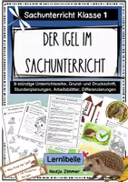 Vorschau - Unterrichtsreihen - Der Igel im Sachunterricht Klasse 1 - Druchschrift und Grundschrift - Herbst - Deckblatt