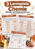 Vorschau - Spiele - Metalle & Redoxreaktionen – 3 Lernspiele Chemie Klasse 9–10 - Deckblatt