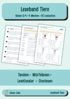 Vorschau - Unterrichtsreihen - Leseband Klasse 3/4: Tiere – 4 Wochen Lautlesen mit Tandem, Würfellesen & Lesetheater | differenziert - Deckblatt