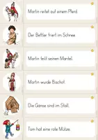 Vorschau - Stationenlernen - Sankt Martin Lesen | Sätze und Bilder zuordnen | 3-fach differenziert | Leseverständnis mit Selbstkontrolle | Klasse 2 & 3 - Seite 3
