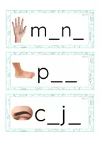 Vista previa - Tarjetas / Manipulativos - Grafía de vocales minúscula de imprenta (cuerpo humano) - página 2