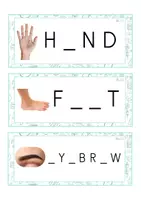 Vista previa - Tarjetas / Manipulativos - INGLÉS - Grafía de vocales MAYÚSCULA (cuerpo humano) - página 2