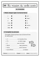 Aperçu - Préparation de séance / Séance complète - Le verbe avoir au présent +4 fiches d'activités - Page 3