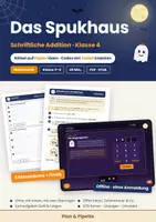 Vorschau - Arbeitsblätter - Das Spukhaus – Schriftliche Addition: Escape Room Halloween Mathe Klasse 4: Rätselkarten + digitale Code-Eingabe, Übertrag, Überschlag, Sachaufgaben - Deckblatt