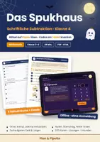 Vorschau - Arbeitsblätter - Das Spukhaus - Schriftliche Subtraktion: Escape Room Halloween Mathe Klasse 4 - Rätselkarten + digitale Code-Eingabe, Überschlag, Sachaufgaben - Deckblatt