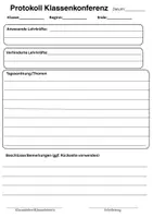 Vorschau - Arbeitsblätter - Protokoll Klassenkonferenz Vorlage - Deckblatt