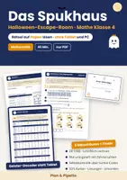 Vorschau - Arbeitsblätter - Das Spukhaus – nur Papier, mit Selbstkontrolle: Escape Room Halloween Mathe Klasse 4 ohne Tablet: Zahlenraum bis 1000, schriftlich rechnen, Zehnerzahlen - Deckblatt