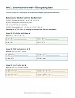 Vorschau - Stundenentwürfe - 2.Binomische Formel- Einstieg Tafel + Musterlösung - Seite 1