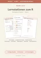 Vorschau - Stundenentwürfe - Lernstationen zum R: Buchstabenwoche abschließen | Stunde 6 von 6 | fertige Deutschstunde Klasse 1 mit Laufzettel, fünf Stationen und Selbsteinschätzung - Deckblatt