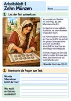 Vorschau - Arbeitsblätter - Jesus erzählt von der verlorenen Münze | Religion Klasse 4 Arbeitsblätter | Evangelische Religionslehre | 10 Arbeitsblätter als PDF - Seite 1