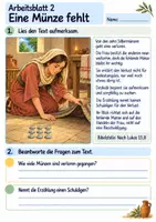 Vorschau - Arbeitsblätter - Jesus erzählt von der verlorenen Münze | Religion Klasse 4 Arbeitsblätter | Evangelische Religionslehre | 10 Arbeitsblätter als PDF - Seite 2