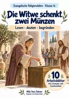Vorschau - Arbeitsblätter - Die Witwe schenkt zwei Münzen | Religion Klasse 4 Arbeitsblätter | Evangelische Religionslehre | 10 Arbeitsblätter als PDF - Deckblatt