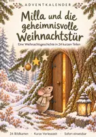 Vorschau - Bildkarten - Milla und die geheimnisvolle Weihnachtstür – Adventskalendergeschichte mit 24 Vorlesegeschichten & Bildern | Kindergarten & Grundschule - Deckblatt