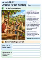 Vorschau - Arbeitsblätter - Jesus erzählt von den Arbeitern im Weinberg | Religion Klasse 4 Arbeitsblätter | Evangelische Religionslehre | 10 Arbeitsblätter als PDF - Seite 1