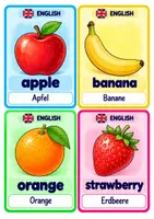Vorschau - Bildkarten - 🍎 English Food & Drinks – 100 Vokabelkarten - Seite 1
