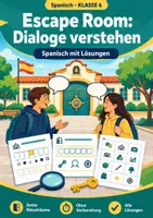 Vorschau - Arbeitsblätter - Hörverstehen und Dialoge, Escape Room, Klasse 6 - Deckblatt