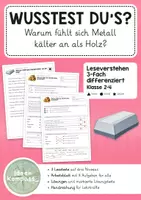Vorschau - Arbeitsblätter - Leseverstehen 3-fach differenziert: Metall und Holz | Sachtext - Deckblatt