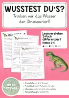 Vorschau - Arbeitsblätter - Leseförderung 3-fach differenziert: Wasser/Dinosaurier | Sachtext - Deckblatt