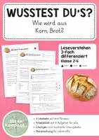 Vorschau - Spiele - Leseverstehen 3-fach differenziert: Sachtext vom Korn zum Brot - Deckblatt