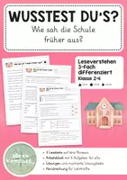 Vorschau - Arbeitsblätter - Leseverstehen 3-fach differenziert: Sachtext "Schule früher" - Deckblatt