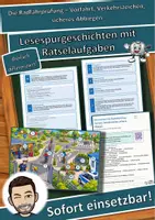 Vorschau - Arbeitsblätter - Die Radfahrprüfung – Vorfahrt, Verkehrszeichen, sicheres Abbiegen – Lesespurgeschichte mit Rätselaufgaben (Klasse 4) - Deckblatt