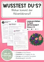 Vorschau - Arbeitsblätter - Sachtext Adventskranz - Leseverstehen 3-fach differenziert Weihnachten Advent - Deckblatt
