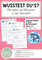Vorschau - Arbeitsblätter - Sachtext Steinzeit - Leseverstehen 3-fach differenziert - Deckblatt