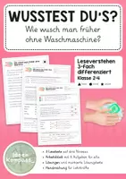 Vorschau - Arbeitsblätter - Sachtext "Wäsche waschen früher" - Leseverstehen 3-fach differenziert - Deckblatt